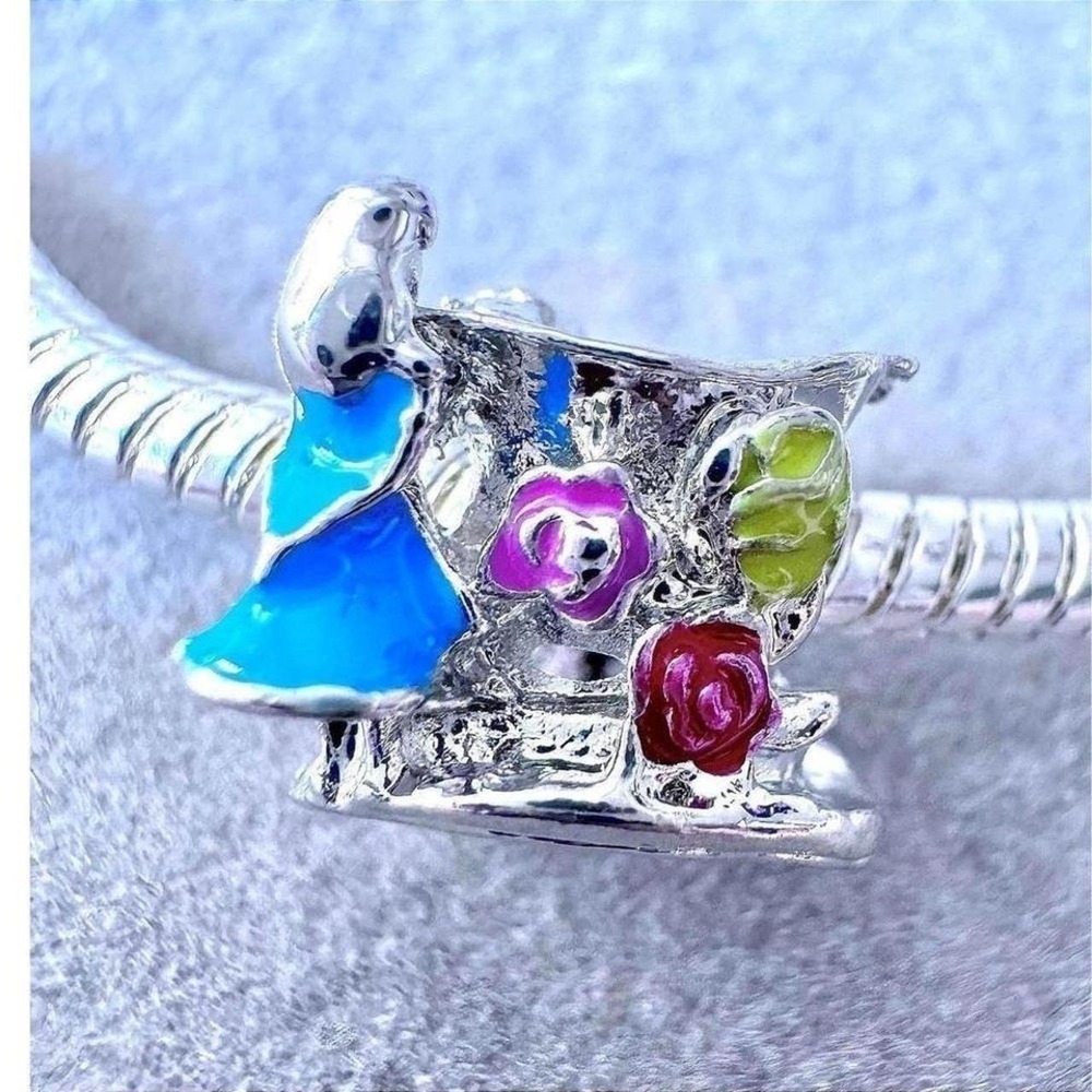 Alice in Wonderland Tea Cup Enamel Charm fits PANDORA